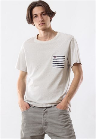 VINTAGE MENS FREDD PERRY DOTS TEE T SHIRT WHITE