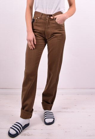 TRUSSARDI WOMENS VINTAGE JEANS W27 L32 BROWN 90'S