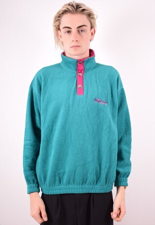 FILA MENS VINTAGE FLEECE JUMPER MEDIUM BLUE 90S