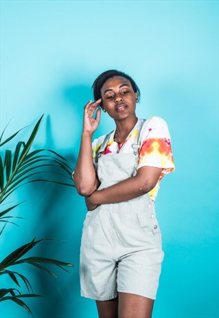 VINTAGE DUNGAREES IN GREEN CHECKED DENIM