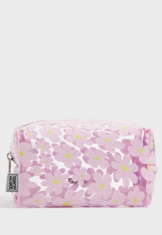 Skinnydip London Lilac Glitter Flower Makeup Bag