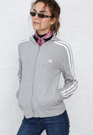 VINTAGE GREY ADIDAS ZIP HOODIE JACKET