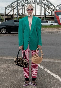 90's Vintage oversized blazer in grass green