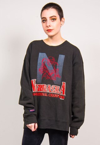 VINTAGE 90'S BLACK NEBRASKA UNIVERSITY SWEATSHIRT