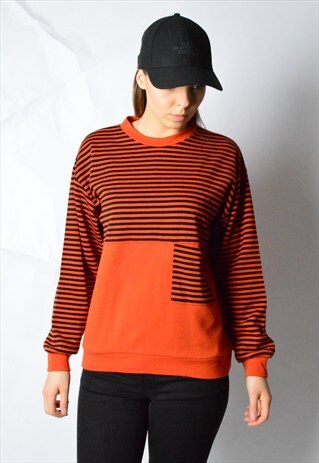 90S RED AND BLACK STRIPED POCKET LIGHTWEIGHT SWEATSHIRT