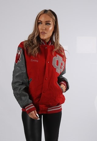 VINTAGE VARSITY BOMBER JACKET OVERSIZED LEATHER UK 14 (BDT)