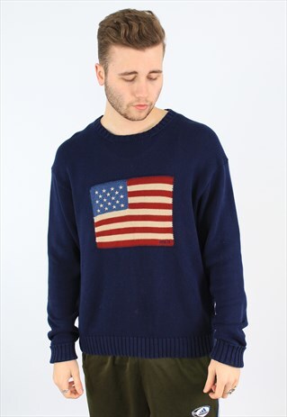 RALPH LAUREN POLO USA FLAG KNITTED JUMPER