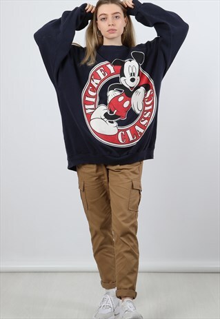VINTAGE DISNEY XXL NAVY PRINT SWEATSHIRT