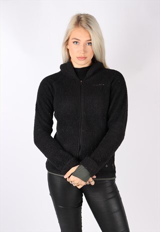 VINTAGE COLUMBIA FLEECE BLACK SMALL 8 10 JUMPER SWEATER