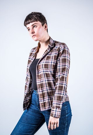 RALPH LAUREN VINTAGE 1990S BROWN CHECKED SHIRT