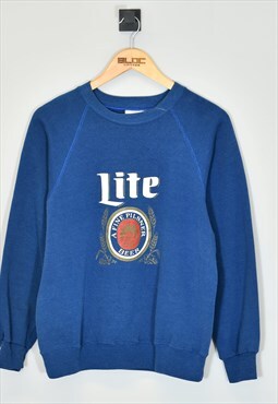 Vintage 1980's Miller Lite Sweatshirt Blue Small