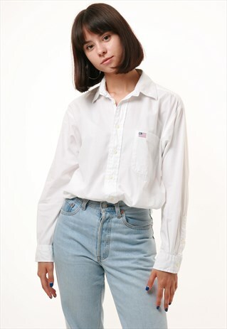 90S VINTAGE POLO RALPH LAUREN WHITE SHIRT 1014