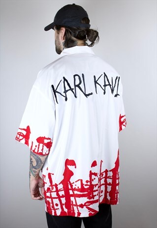 VERY RARE VINTAGE KARL KARNI HIP-HOP SHIRT IN WHITE