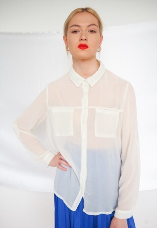 VINTAGE SEMI SHEER WHITE SHIRT