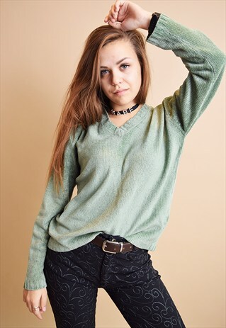 90'S RETRO NORMCORE COZY ROLLNECK KNIT VELVETTEN JUMPER TOP