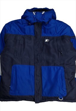 Men's Y2K Starter Puffer Jacket In Blue Size XL