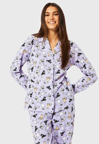 Howdy Cats Pyjama Set in Purple