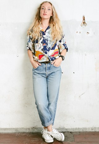 VINTAGE 90S NAUTICAL PATTERNED SHIRT
