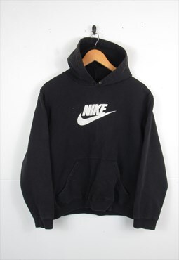 Nike 00s Spellout Logo Black Pullover Hoodie S
