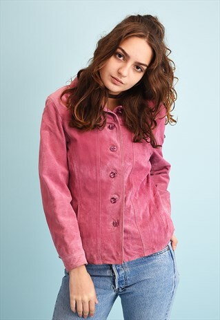 90'S RETRO GREY GENUINE LEATHER SUEDE JACKET
