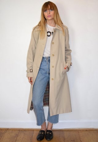 VINTAGE 90S LONG BEIGE MAC TRENCH COAT