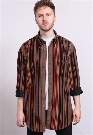 VINTAGE CORDUROY CORD STRIPED SHIRT
