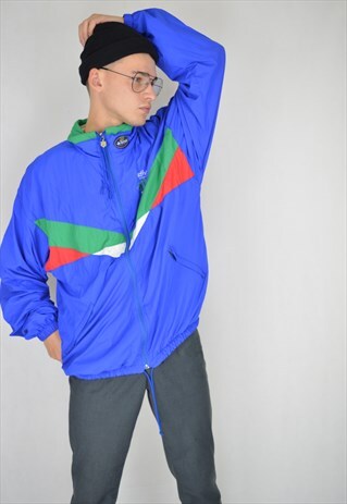 VINTAGE BLUE RAVE SPORTS WINDBREAKER JACKET