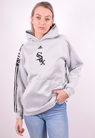 ADIDAS WOMENS VINTAGE HOODIE JUMPER MEDIUM GREY 90'S