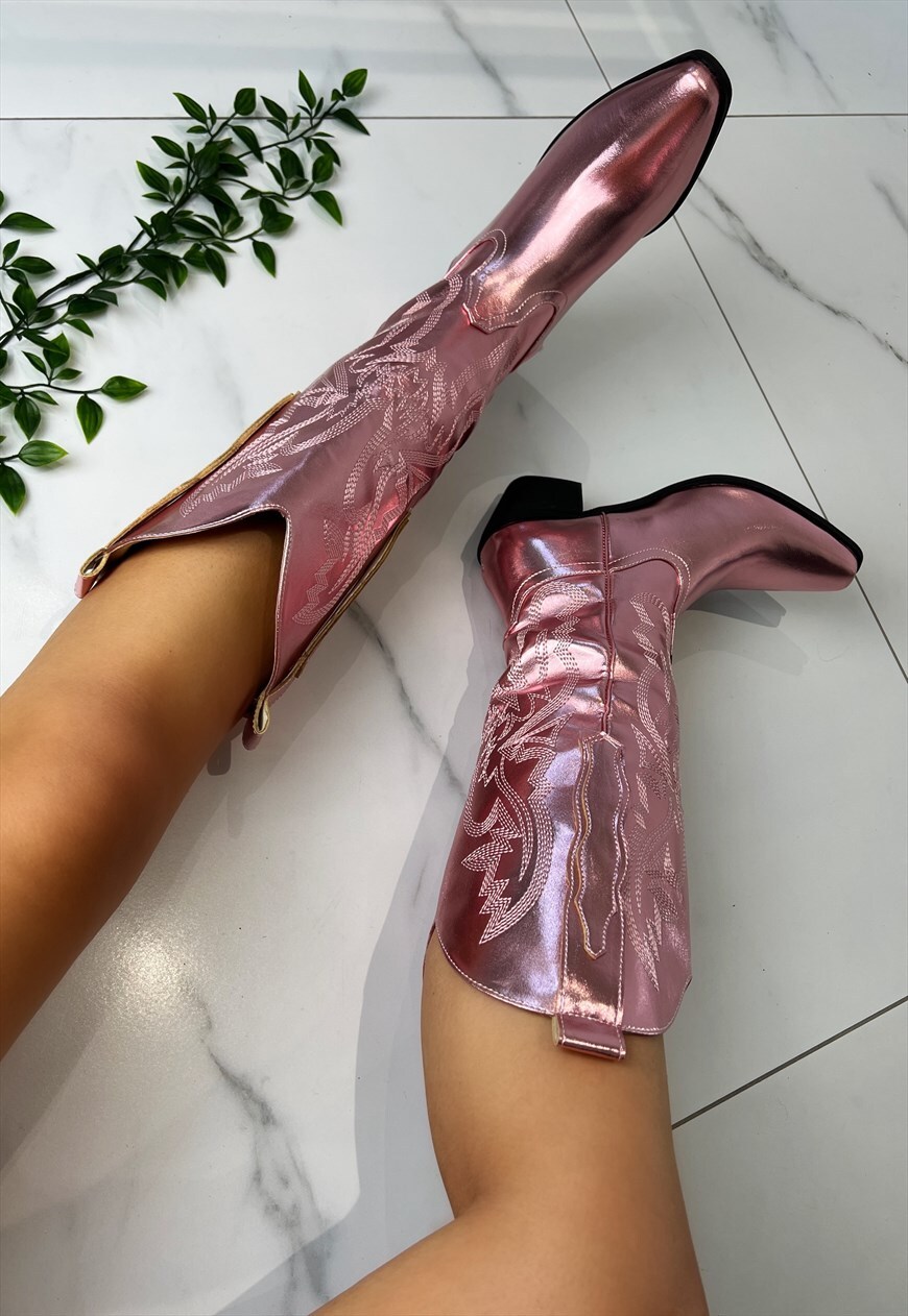 Pink cowboy boots uk online