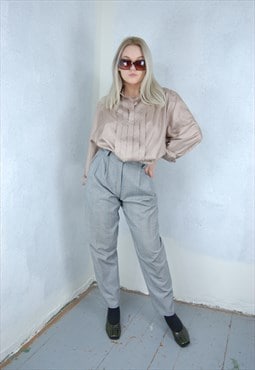 Vintage 80's retro baggy balloon checkered light trousers