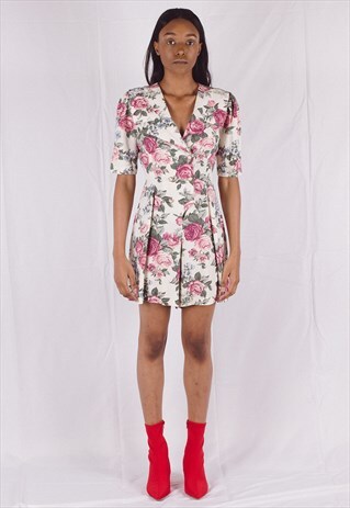 VINTAGE 90'S CREAM FLORAL PLAYSUIT