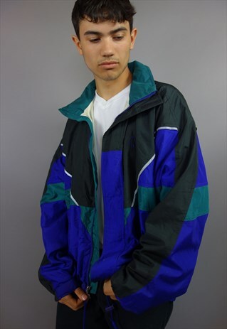 GREEN, BLACK & PURPLE HEAD FESTIVAL SPORTY SHELL JACKET