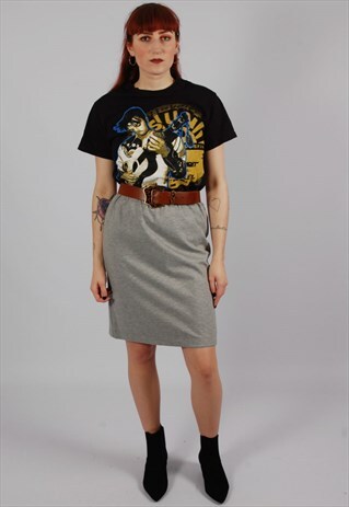 VINTAGE 90S GREY JERSEY SKIRT