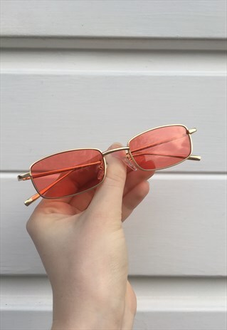 UNISEX 90S Y2K STYLE RED RECTANGLE SUNGLASSES GLASSES