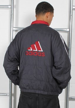 Vintage Adidas Jacket in Red with Spell Out Logo Large