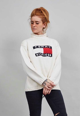 VINTAGE OVERSIZED 90'S TOMMY HILFIGER TURTLE NECK KNIT JUMPE