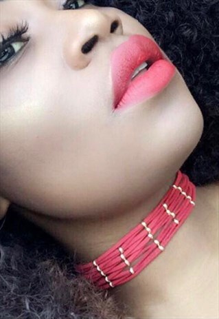 CHOKER IN RED AND GOLD