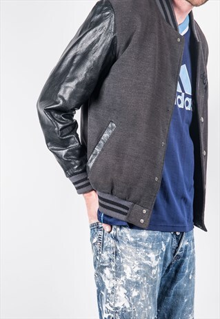 VINTAGE 1980S GREY BASEBALL JACKET