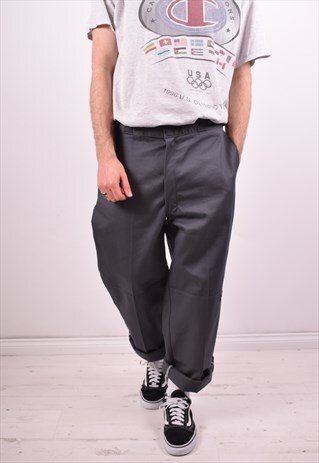 DICKIES MENS VINTAGE TROUSERS W36 L32 GREY 90S