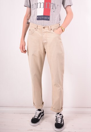 LEE MENS VINTAGE TROUSERS W32 L31 BEIGE 90S
