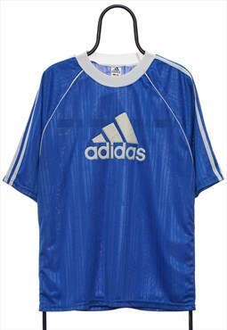 Vintage Adidas Spellout Blue Football Shirt