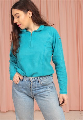 VINTAGE 90S LL BEAN 1/4 ZIP FLEECE IN TURQUOISE
