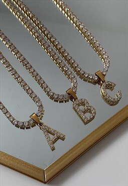 FAME. Crystal Initial Diamante Chain Necklace