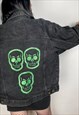SKULL TRIO - Reworked Hand Denim Painted Jacket Size XL
