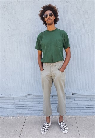 90S SKATER HIGH WAIST CROPPED STRAIGHT SAGE GREEN CHINOS 31