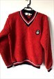 BOWLING STYLE RED 70S SWEATER PULLOVER SMALL