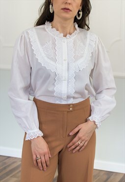 Vintage edwardian style blouse in white shirt