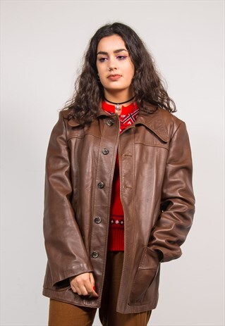 VINTAGE 70'S BROWN LEATHER JACKET
