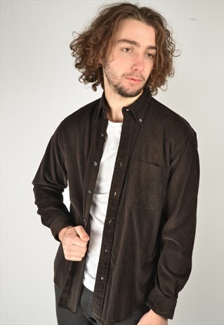 VINTAGE CORDUROY CORD SHIRT IN BROWN