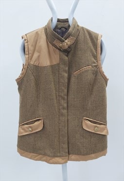 00s Holland Cooper Tweed Wool Vest Brown